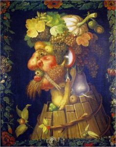 Guiseppe Arcimboldo Serie Kunst Künstler, Manierismus, Barock, Gemüse, Obst Collage, Gemälde, Öl, Leinwand, Idee, KReativ, Gestaltung, Malerei, Vier Elemente, JAhreszeiten, Feuer Wasser Erde Luft, Frühling, Sommer, Herbst und Winter