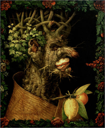 Guiseppe Arcimboldo Serie Kunst Künstler, Manierismus, Barock, Gemüse, Obst Collage, Gemälde, Öl, Leinwand, Idee, KReativ, Gestaltung, Malerei, Vier Elemente, JAhreszeiten, Feuer Wasser Erde Luft, Frühling, Sommer, Herbst und Winter