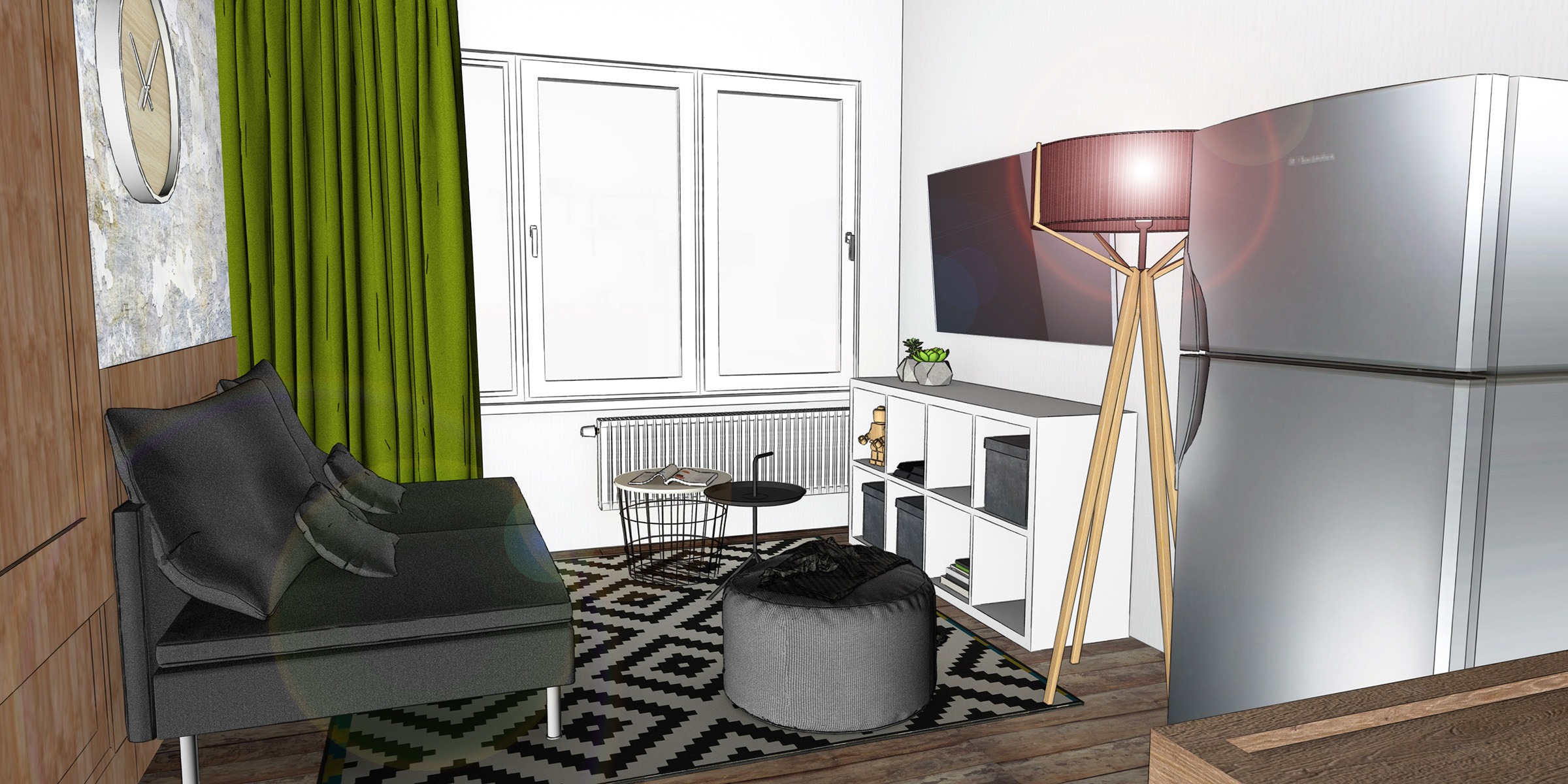 Innenarchitektur Coworking Space Büo Design Entwurf Rendering