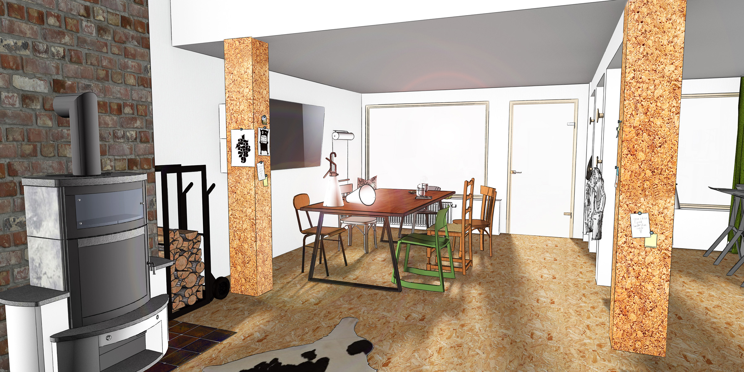 Innenarchitektur Coworking Space Büo Design Entwurf Rendering